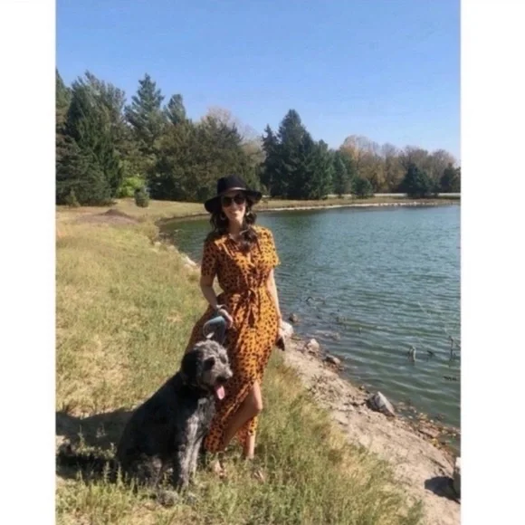 Anthropologie Porridge Vianne Leopard Maxi ShirtDress Orange 8 NWT